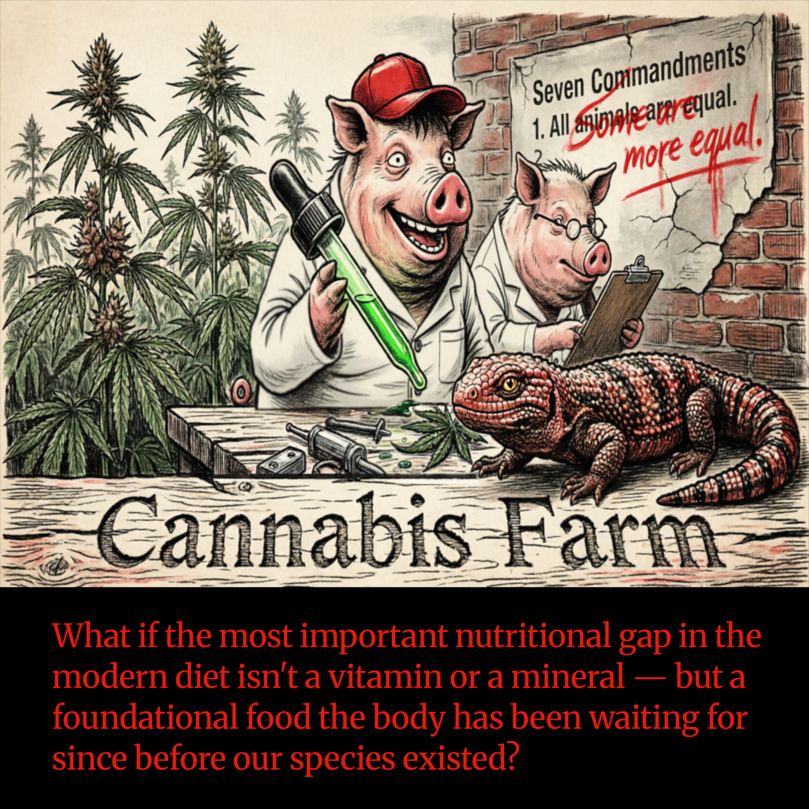 An Animal Farm-style fable about pigs, patents, and the plant that got quietly written out of the food chain